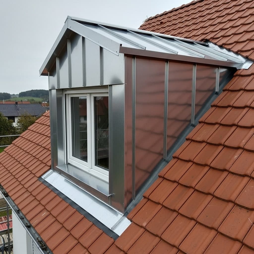 Professionell verkleidete Dachgaube mit Blechverkleidung
